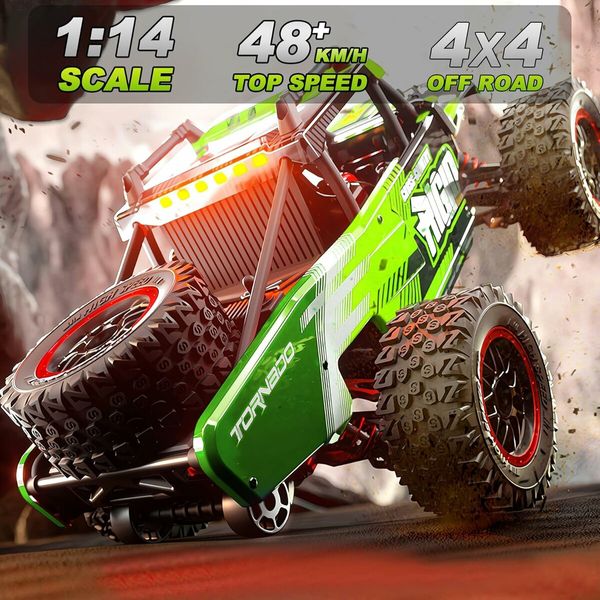 1:14 4WD RC Truck  2.4GHz  Remote Control LED HEAD LIGHTS Toy Cars Off Road Vehicle Climbing Racing OffRoad  All Terrain Monster TruckDual Batteries