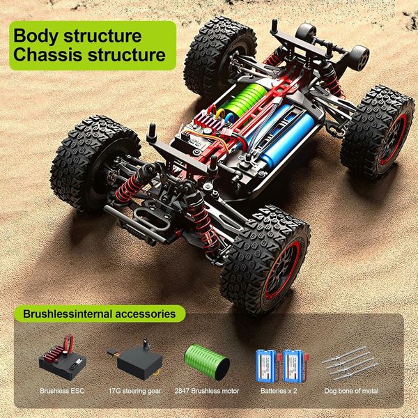 1:14 4WD RC Truck  2.4GHz  Remote Control LED HEAD LIGHTS Toy Cars Off Road Vehicle Climbing Racing OffRoad  All Terrain Monster TruckDual Batteries