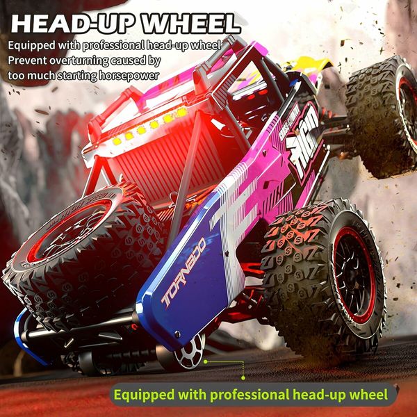 1:14 4WD RC Truck  2.4GHz  Remote Control LED HEAD LIGHTS Toy Cars Off Road Vehicle Climbing Racing OffRoad  All Terrain Monster TruckDual Batteries