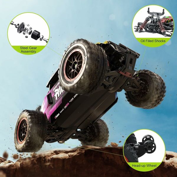 1:14 4WD RC Truck  2.4GHz  Remote Control LED HEAD LIGHTS Toy Cars Off Road Vehicle Climbing Racing OffRoad  All Terrain Monster TruckDual Batteries