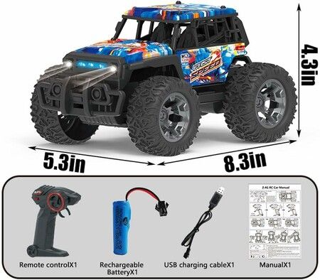 RC Truck 1/20 Remote Control Rock Crawler ATV 4 Wheeler 2.4G Off-Road Climbing RC Vehicle LED Searchlight Fast Short Course Rally Racing Car Toy Birthday Xmas Gift for Kids (Blue)