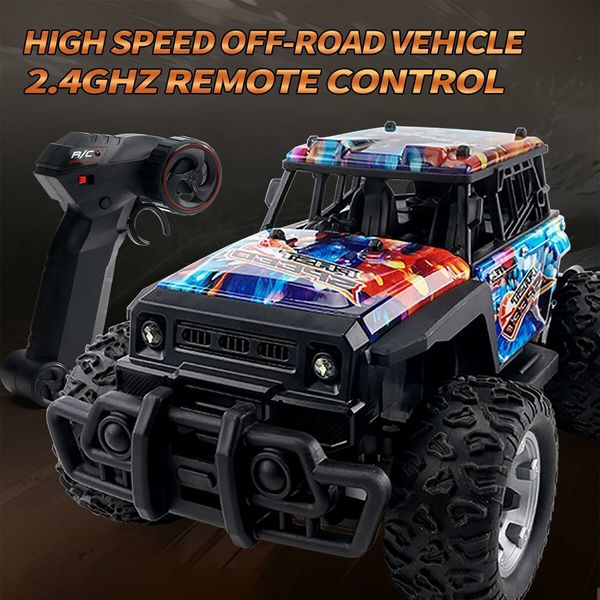 RC Truck 1/20 Remote Control Rock Crawler ATV 4 Wheeler 2.4G Off-Road Climbing RC Vehicle LED Searchlight Fast Short Course Rally Racing Car Toy Birthday Xmas Gift for Kids (Blue)