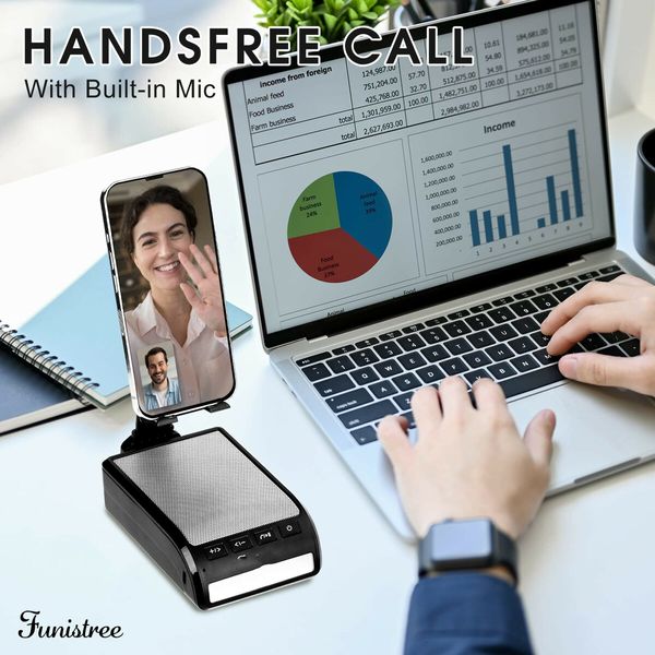 Cell Phone Stand with Wireless Bluetooth Speaker,LED Light, Anti-slip Design Phone Holder Cool Tech Gadgets