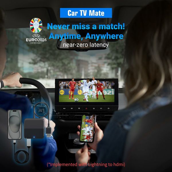 Car TV Mate,HDMl Multimedia Adapter for Cars with Factory Wired CarPlay,Car TV Converter for Fire TV Stick/Game Consoles/Screen Throwers/DVD/Set-top Boxes,2.4GHz WiFi,Plug and Play