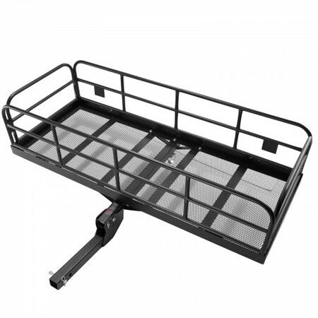 1524 x 610 x 355 mm/60*24*14 inch Hitch Cargo Carrier, 400lbs Capacity Folding Trailer Hitch Mount Cargo Basket, Steel Luggage Carrier Rack Fits 5 cm Hitch Receiver for SUV Truck Pickup with Stabilizer