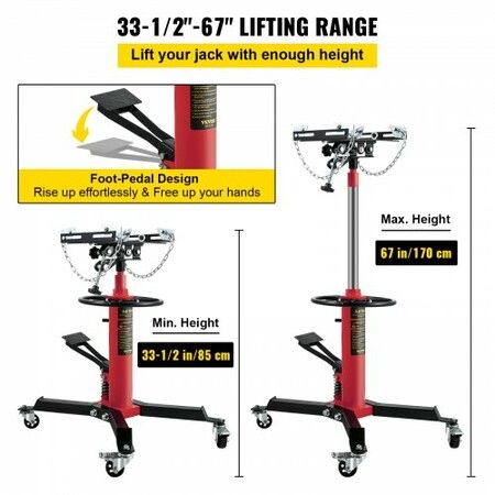 Transmission Jack 1322 lbs 2-Stage Hydraulic High Lift Vertical Telescopic