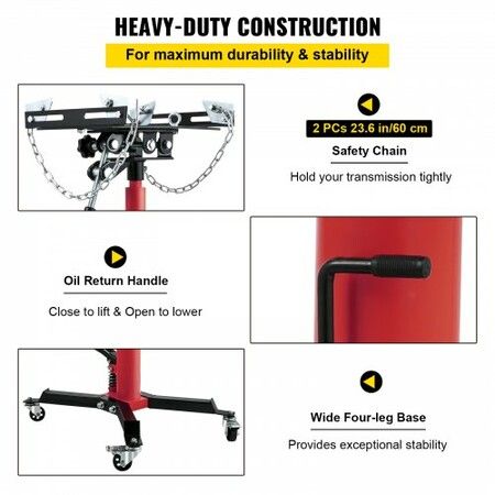 Transmission Jack 1322 lbs 2-Stage Hydraulic High Lift Vertical Telescopic