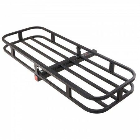 53 x 19 x 5 in Hitch Cargo Carrier, 500lb Capacity Trailer Hitch Mount Cargo Basket, Steel Luggage Carrier Rack Fits 2" Hitch Receiver for SUV Truck Pickup with Cargo Net, Stabilizer, Straps