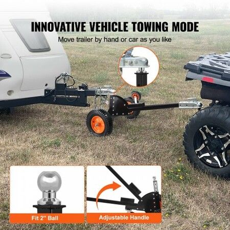 Adjustable Trailer Dolly, 680.4 kg Tongue Weight Capacity, 2 in 1 Trailer Mover with 60-90 cm Adjustable Height & 50.8 mm Ball, Pneumatic Tires & Universal Wheel, for Moving Car RV Trailer