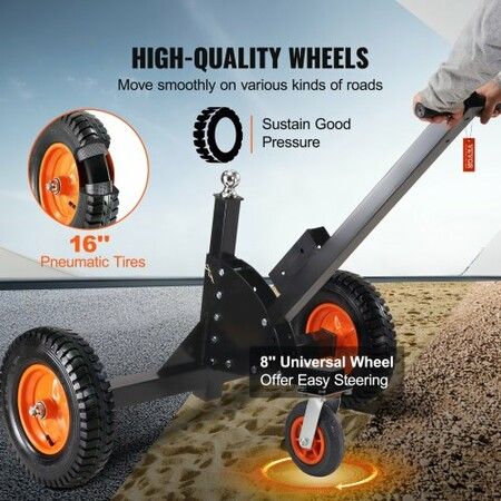 Adjustable Trailer Dolly, 680.4 kg Tongue Weight Capacity, 2 in 1 Trailer Mover with 60-90 cm Adjustable Height & 50.8 mm Ball, Pneumatic Tires & Universal Wheel, for Moving Car RV Trailer