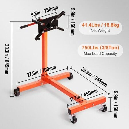 Engine Stand 750LBS Motor Hoist Dolly 360 Degree Adjustable Mounting Head