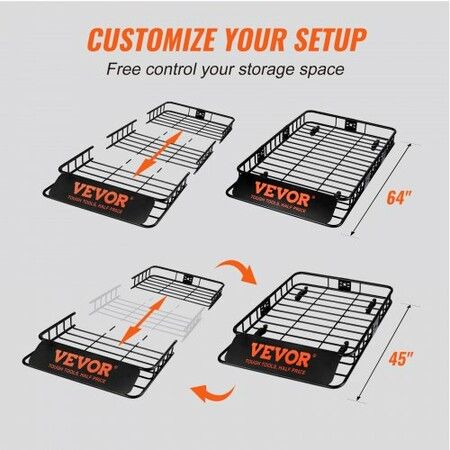 Roof Rack Cargo Basket 200 LBS Capacity Extension 64"x39"x6" for SUV Truck