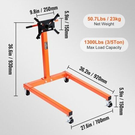 Engine Stand 1300LBS Motor Hoist Dolly 360 Degree Adjustable Mounting Head