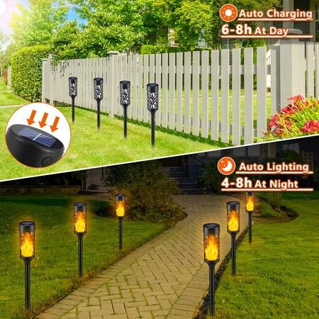 12Pcs Halloween Solar Lights Outdoor,Solar Torch Lights for Halloween Outdoor Decorations,Halloween Pathway Lights,LED Outdoor Lighting Landscape