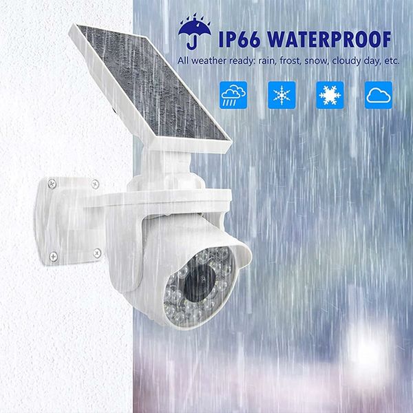 Solar Light Outdoor Dummy Security Camera CCTV Outside with Motion Detector Waterproof Wall Light Surveillance Emulated Camera for Homes