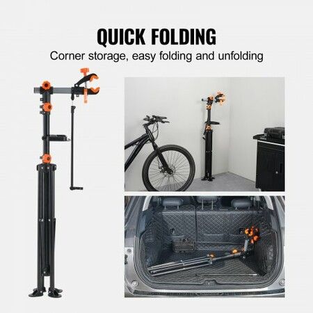 Bike Repair Stand, 36.3 kg Heavy-duty Steel Bicycle Repair Stand, Adjustable Height Bike Maintenance Workstand with Magnetic Tool Tray Telescopic Arm, Foldable Bike Work Stand for Home, Shops