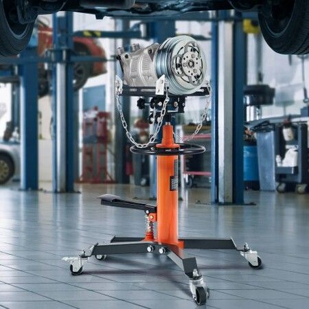 Transmission Jack, 600kg Hydraulic Telescoping Transmission Jack, 870-1740 mm High Lift Floor Jack Stand with Foot Pedal, 360° Swivel Wheel, Hydraulic Transmission Jack Garage/Shop Lift Hoist