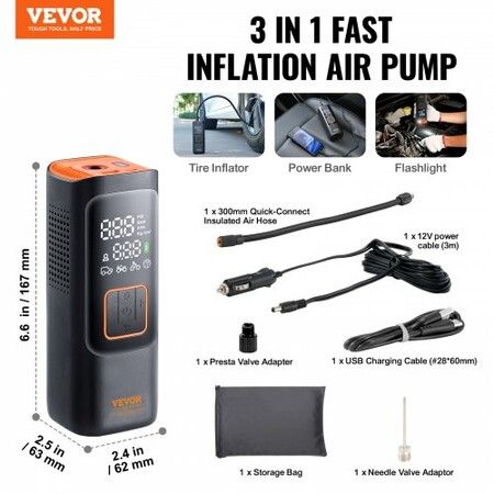 Tire Inflator Portable Air Compressor, 7800mAh Battery Electric Air Pump, 2X Faster 160PSI Cordless Smart Air Pump with LCD Pressure Gauge, LED Light for Cars, E-Bikes, Motorcycles, Balls