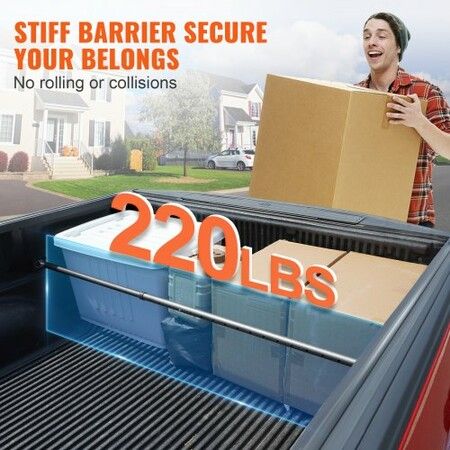 Cargo Bar, Truck Bed Bar Adjustable from 1016 -1854 mm, Heavy-duty Steel Cargo Stabilizer Bar with 220 lbs Capacity, Truck Load Bar Stop Sliding for Pickup Truck Bed, SUV, Minitruck