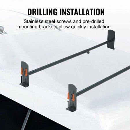 2 Bars Van Roof Ladder Rack 500 LBS Adjustable 35.8" to 57.5" Alloy Steel