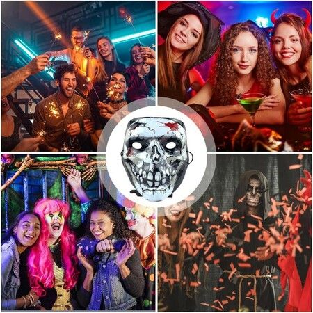 3D LED light Halloween Battery Power mask with an illuminated Skull Party Supplies