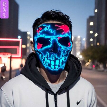 3D LED light Halloween Battery Power mask with an illuminated Skull Party Supplies