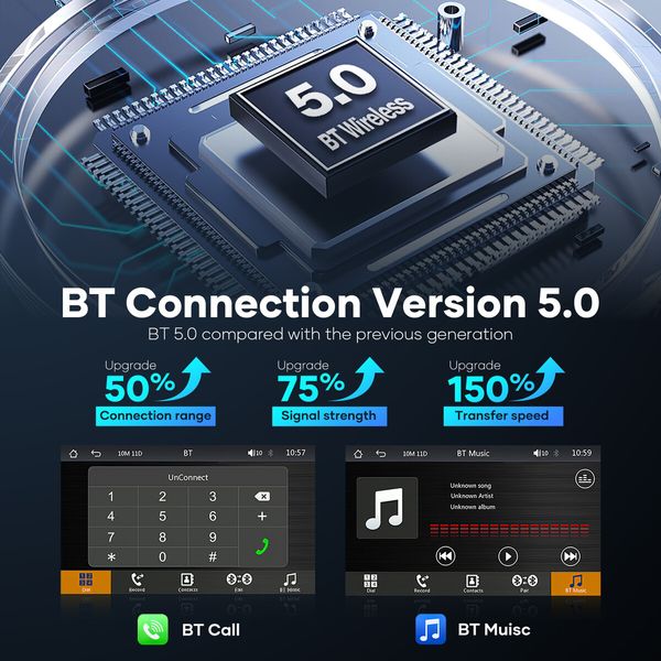 9 Inch Portable Car Stereo Radio Apple Carplay Android Auto MP5 Player Bluetooth Head Unit Audio Touch Screen System with Camera