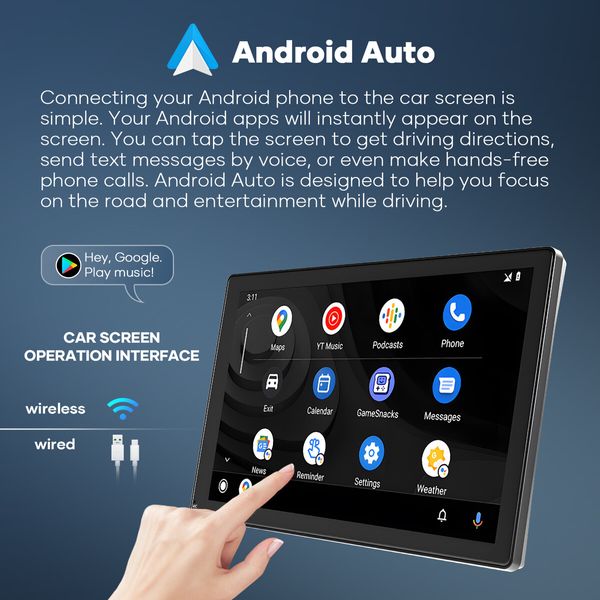 9 Inch Portable Car Stereo Radio Apple Carplay Android Auto MP5 Player Bluetooth Head Unit Audio Touch Screen System with Camera