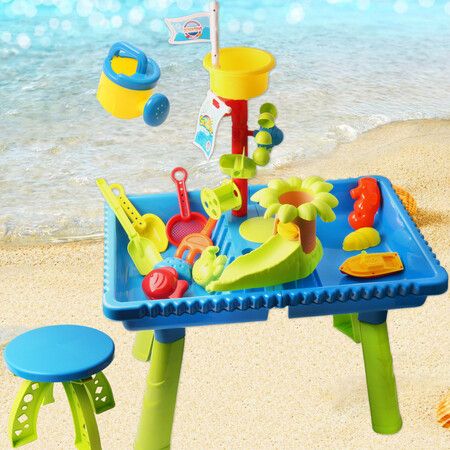 Sand Water Table   Kids Beach Summer Sandbox Table Outdoor Activity  Dolphin Water Wheel Molds Bucket Shovel Kids Toy Christmas Birthday Gift