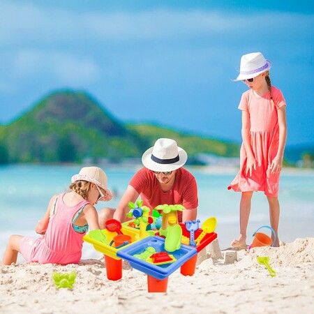 Sand Water Table   Kids Beach Summer Sandbox Table Outdoor Activity  Water Wheel Molds Kids Toy Christmas Birthday Gift