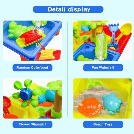 Sand Water Table   Kids Beach Summer Sandbox Table Outdoor Activity  Water Wheel Molds Kids Toy Christmas Birthday Gift