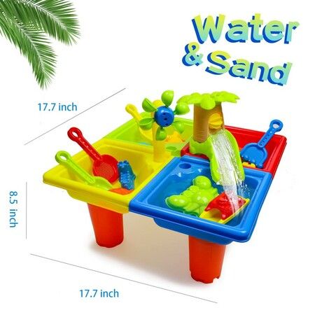 Sand Water Table   Kids Beach Summer Sandbox Table Outdoor Activity  Water Wheel Molds Kids Toy Christmas Birthday Gift