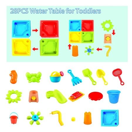 Sand Water Table   Kids Beach Summer Sandbox Table Outdoor Activity  Water Wheel Molds Kids Toy Christmas Birthday Gift