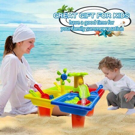 Sand Water Table   Kids Beach Summer Sandbox Table Outdoor Activity  Water Wheel Molds Kids Toy Christmas Birthday Gift