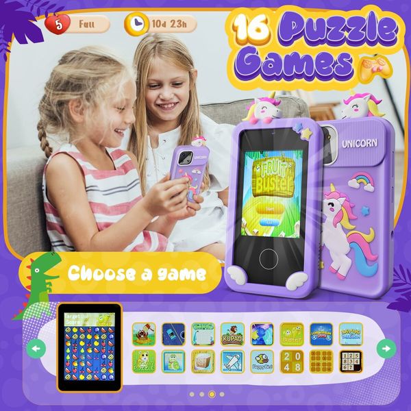 Kids Smart Phone 2.8 Inch Touchscreen with Dual Camera, Learning Games, Music Player, 32GB SD Card