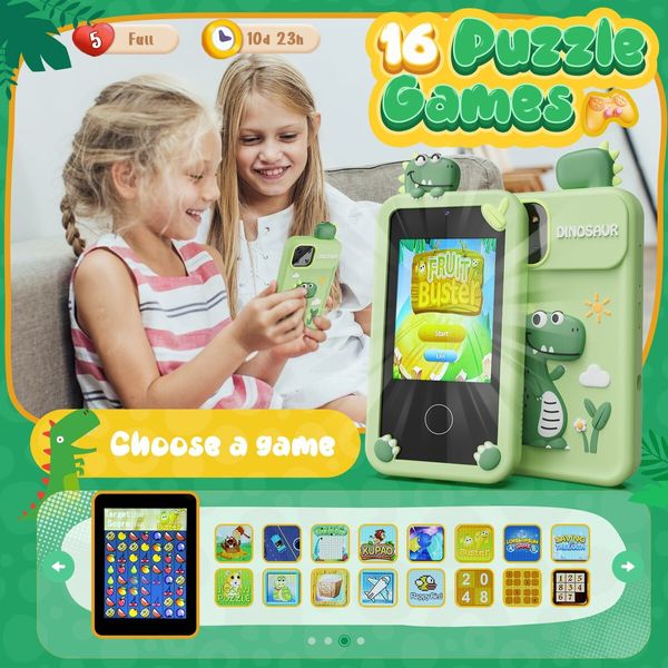 Kids Smart Phone 2.8 Inch Touchscreen with Dual Camera, Learning Games, Music Player, 32GB SD Card