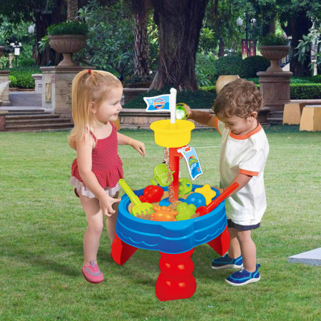 19p Sand Water Table   Kids Beach Summer Sandbox Table Outdoor Activity  Water Wheel Molds Kids Toy Christmas Birthday Gift