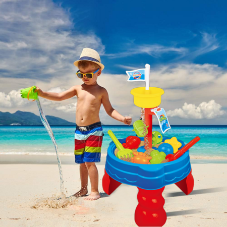 19p Sand Water Table   Kids Beach Summer Sandbox Table Outdoor Activity  Water Wheel Molds Kids Toy Christmas Birthday Gift