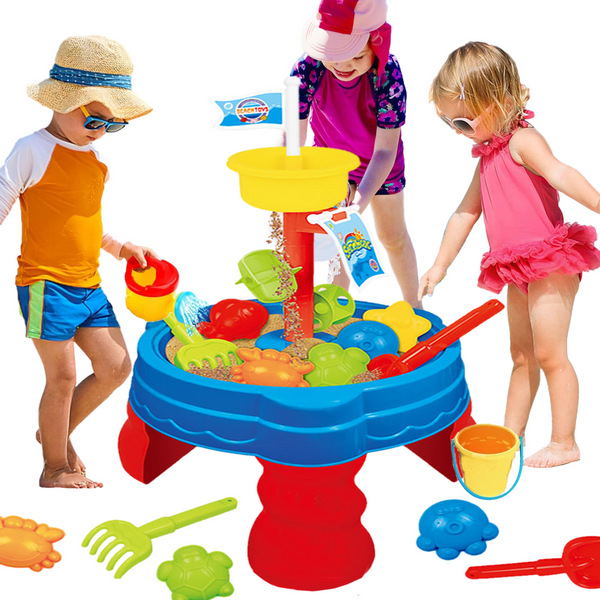 19p Sand Water Table   Kids Beach Summer Sandbox Table Outdoor Activity  Water Wheel Molds Kids Toy Christmas Birthday Gift