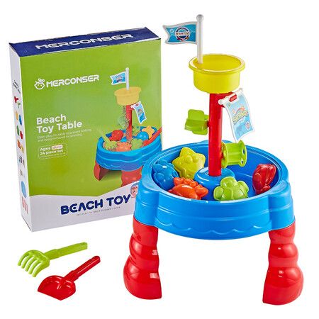 19p Sand Water Table   Kids Beach Summer Sandbox Table Outdoor Activity  Water Wheel Molds Kids Toy Christmas Birthday Gift