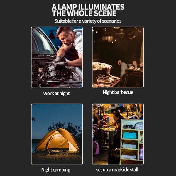 Portable LED Camping Lantern Rechargeable for Emergency Tent Light Phone Charger 4 Light Modes for Outdoor Hiking Green