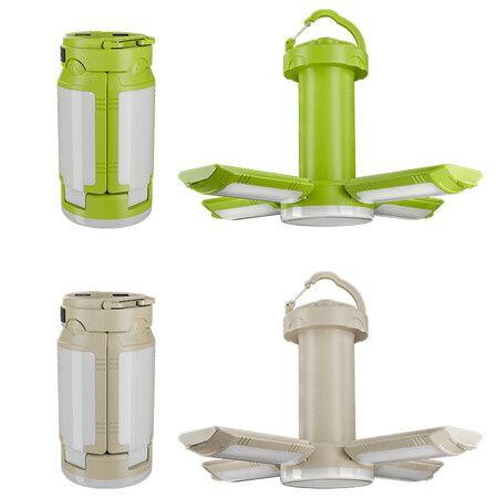 Portable LED Camping Lantern Rechargeable for Emergency Tent Light Phone Charger 4 Light Modes for Outdoor Hiking Green