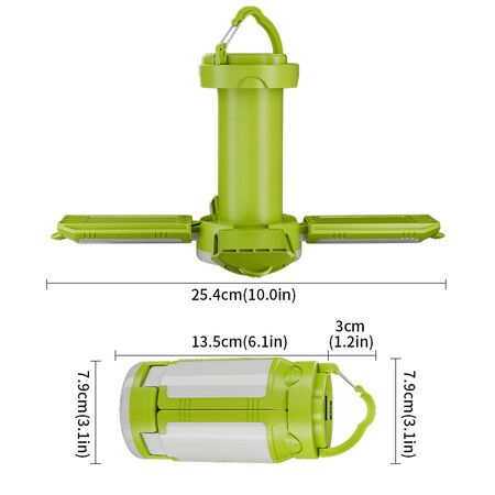 Portable LED Camping Lantern Rechargeable for Emergency Tent Light Phone Charger 4 Light Modes for Outdoor Hiking Green