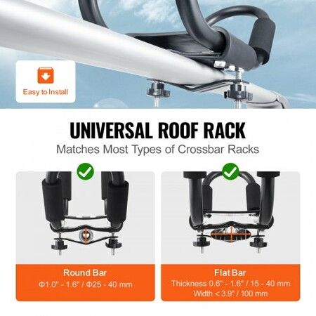 Kayak Roof Rack 2 Pairs J-Bar, Soft Roof Rack, Top Mount Tie Down, Carrier for kayak, Surf Board, Canoe, SUP, Ski Board, Mount on Car, SUV, Truck, 2 Kayaks