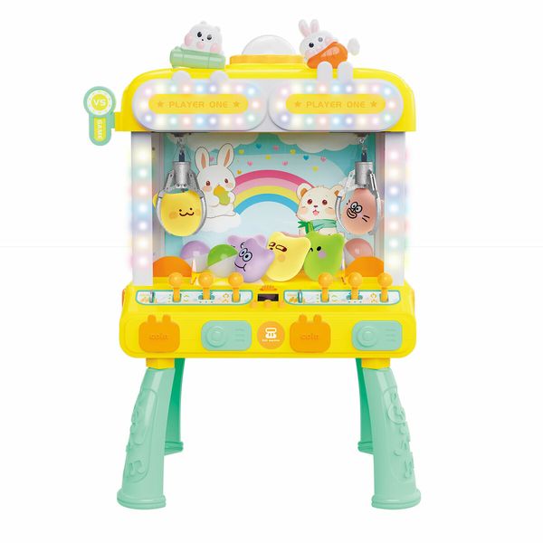 2 Person Mini Claw Machine Miniature Toy Crane Grabber Candy Catch Game Prize Chocolate Arcade Dispenser Clip Doll Simulator with LED Light Music