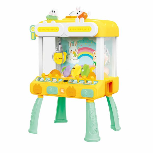 2 Person Mini Claw Machine Miniature Toy Crane Grabber Candy Catch Game Prize Chocolate Arcade Dispenser Clip Doll Simulator with LED Light Music