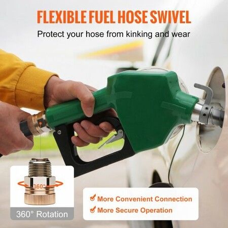 Automatic Fuel Nozzle, 3/4" NPT Inlet Thread & 15/16" Spout, 16 GPM Max Flow Rate, Auto Shut Off, Aluminum & PVC Gas Pump Handle with 360° Swivel for Gasoline Diesel Kerosene Biodiesel Refilling