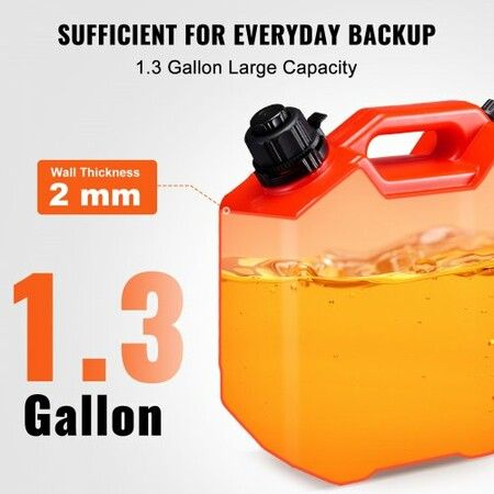 Water Can, 1.3 Gallon/5L, Water Tank with Spout and Lockable Bracket, Storage Water Container, Auto-Off Function & Adjustable Flow Rate, Compatible with Most Cars Motorcycle SUV ATV UTV, Red