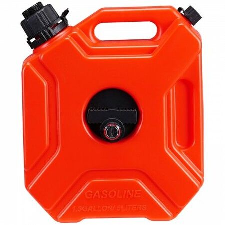 Water Can, 1.3 Gallon/5L, Water Tank with Spout and Lockable Bracket, Storage Water Container, Auto-Off Function & Adjustable Flow Rate, Compatible with Most Cars Motorcycle SUV ATV UTV, Red