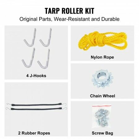 Hand Crank Tarp Roller Kit, 1.6-2.6 m Wide, Aluminum Alloy, Manual Cab Level Dump Truck Tarp Roller with 17.8 cm Sponge-Wrapped Handle, Perfect for Dump Trucks, Trailers, Trash Haulers (No Tarp)